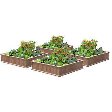 Modern Home Raised Garden Bed Kit - Stackable Modular Flower/Planter Kit (4'x4'