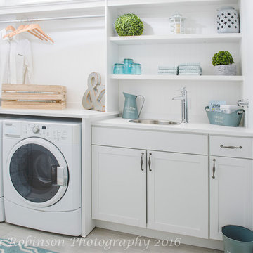 Gorgeous White and Teal Laundry Room Photo-Shoot