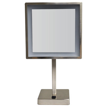 Whitehaus WHMR295-BN Square Freestanding Led 5X Magnified Mirror