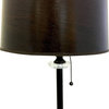 28" Crystal Lamp With Brown Wood Texture Shade, Oil Rubbed Bronze, Set of 2