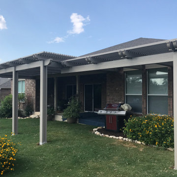 Tiered Pergola Integrated Into Backyard Landscaping San Antonio, TX