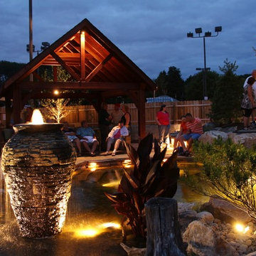 Signature Pond & Patio Display Garden at Night!