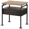 ACME Nicipolis 1-Drawer Nightstand with Compartment in Sandy Gray and Oak