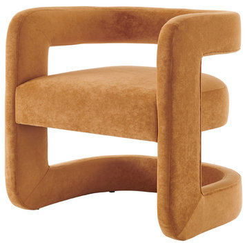 Althea Velvet Accent Arm Chair in Dainty Caramel
