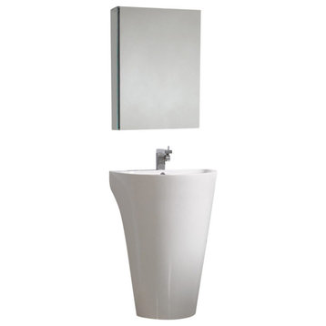 22.5" Single Sink White Pedestal Vanity, FFT1041BN
