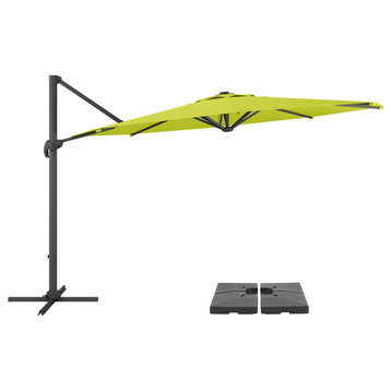 11.5' UV Resistant Deluxe Offset Lime Green Patio Umbrella, Base