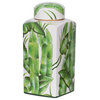 Lovise Decorative Jar or Canister, Green and White, 6.7"