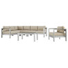 Shore 6-Piece Outdoor Aluminum Sectional Sofa Set, Silver Beige