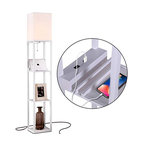 Brightech Maxwell Charger - Shelf Floor Lamp with USB Charging and Outlet LED, Orchid White