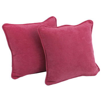 18" Microsuede Square Throw Pillow Inserts, Set of 2, Bery Berry