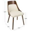 Anabelle Mid-Century Modern Dining Chair In Walnut And Cream Fabric