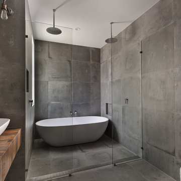 Custom Concrete Tile Shower- Encinitas CA
