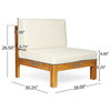 GDF Studio Dawson Outdoor 5-Seater V-Shaped Acacia Wood Sectional Sofa Set, Teak/Beige
