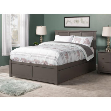 AFI Madison Queen Solid Wood Bed with Twin XL Trundle in Gray