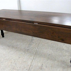 Rustic Old Oak Drop Leaf Farm Table With Black Legs - Table &agrave; manger