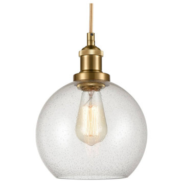 Modern Brass Globe Seeded Glass Pendant Lights Golden Finish