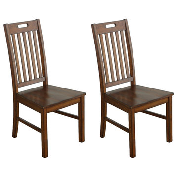 Old Town Set of 2 Dining Chairs, Warm Pecan Brown
