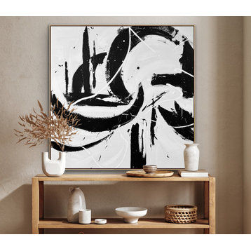 48x48" Black white Contemporary Art Large Modern Painting Minimal wall decor