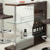 Wine Rack Bar Table Unit With 2 Glass Shelves Wine Holder, Cappuccino