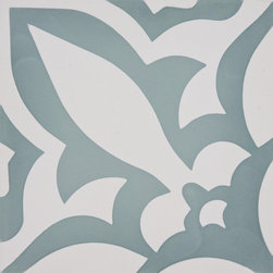 Moroccan Mosaic and Tile House - Meknes Handmade Cement Tile, Green/White, Sample - Wall And Floor Tile