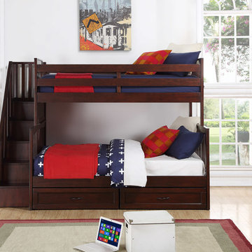 Noah Twin Over Double Bunk Bed with Stairs