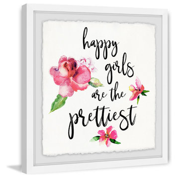 "Happy Girls Are the Prettiest II" Framed Painting Print, 12"x12"