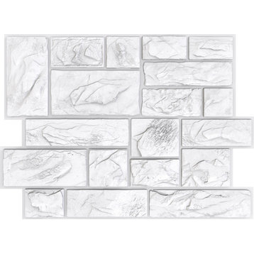 3D Wall Panel Light-Gray Stone Cut to Blocks Design, 23.5 by 17.25 Inch 565CW