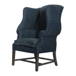 English Wingback Denim Chair - Armchairs And Accent Chairs