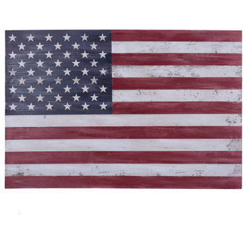 American Flag Painted Wood Wall Panel 24" X 35" X 1"