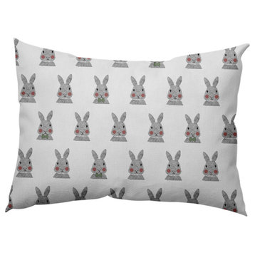 Bunny Fluffle Easter Indoor/Outdoor Lumbar Pillow, Laurel Tree Green, 14x20"