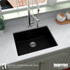 Karran QU-820 Undermount 24.38, Single Bowl Quartz Kitchen Sink, Black