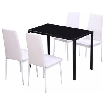 vidaXL Dining Table and Chair Home Kitchen Dining Set 5 Piece Black and White