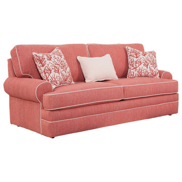 Pemberly Row Modern Sleeper Sofa with 3 Pillows in Pink Finish