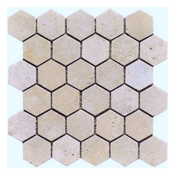 Baja Cream Travertine Hexagon Mosaic Tumbled - Home Accessories & Decor