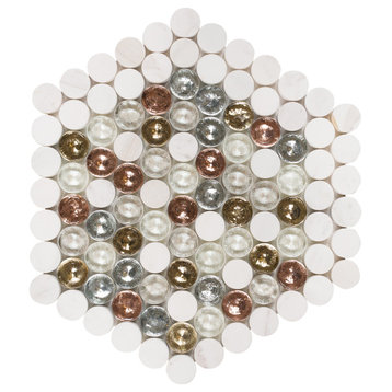 Designer Hexagon Imagination Mosaic, Set of 4, Borden