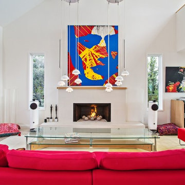 Modern Open Living Room with Vaulted Ceiling