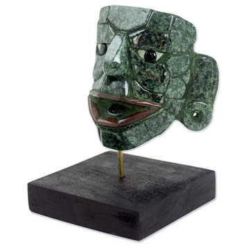 Novica Maya Lord of El Naranjo Medium Jade Mask