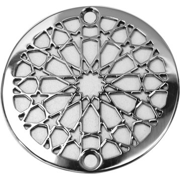 Shower Drain, 3.25" Round Cover by Designer Drains, Moresque No. 2, Polished Stainless Steel, 3.25