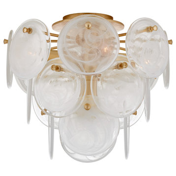 Loire Medium Tiered Flush Mount in Gild with White Strie Glass