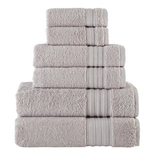 Everplush 6-Piece Marble (White and Grey) Cotton Quick Dry Bath Towel Set  (Chip Dye Towels) in the Bathroom Towels department at