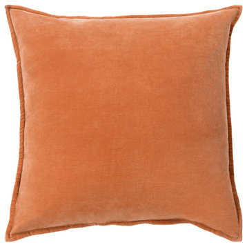 Cotton Velvet by Surya Down Fill Pillow, Burnt Orange, 18' x 18'
