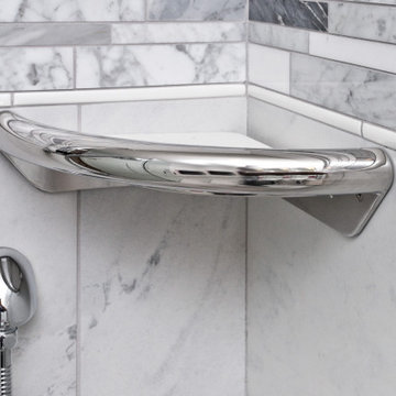 Shower shelf grab bar