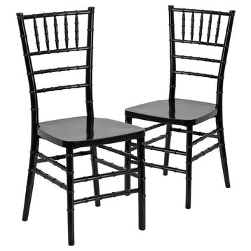 Hercules Premium Series Black Resin Stacking Chiavari Chairs, Set of 2