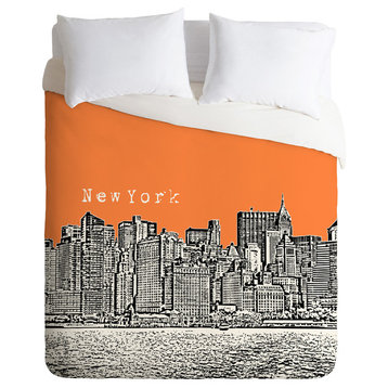 Deny Designs Bird Ave New York Orange Duvet Cover - Lightweight