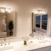 Luxury Modern Chrome Ribbed Glass Bathroom Light, UQL2723, San Diego Collection