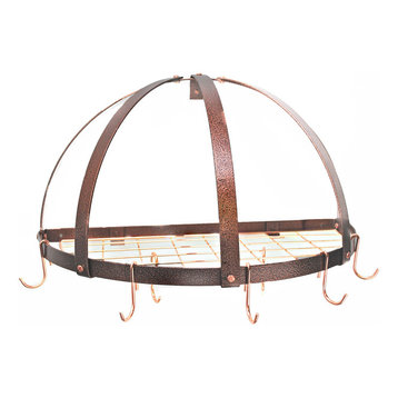 Half Dome Pot Rack With Grid, Hammered Copper and Copper