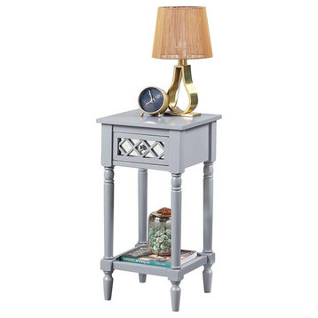 French Country Khloe Deluxe Accent Table in Smooth Gray Wood Finish