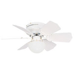 Litex - Litex BRC30WW6L Vortex Hugger - 30" Single Light LED Ceiling Fan - The Litex Vortex LED Hugger fan is great for smaller areas and offers a traditional style that will brighten up the room. This fan was designed to provide maximum efficiency and airflow.Mounting Direction: FlushmountAssembly Required: TRUE Canopy Included: TRUE Shade Included: TRUE Dimable: TRUE* Number of Bulbs: 1*Wattage: 6.5W* BulbType: LED* Bulb Included: No