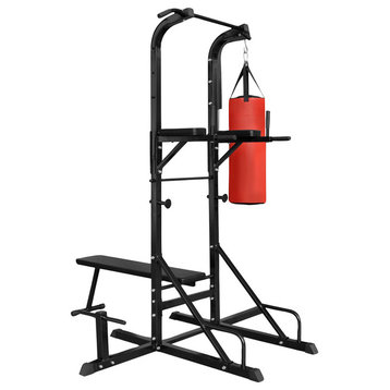 vidaXL Power Tower Rack with Sit-up Bench and Boxing Bag Fitness Equipment