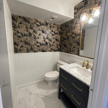 Half bathroom converted to a Full bathroom with shower addition